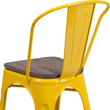 English Elm Commercial Grade Metal Stackable Chair with Wood Seat