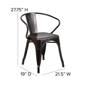 English Elm Commercial Grade Commercial Grade Metal Indoor-Outdoor Chair with Arms