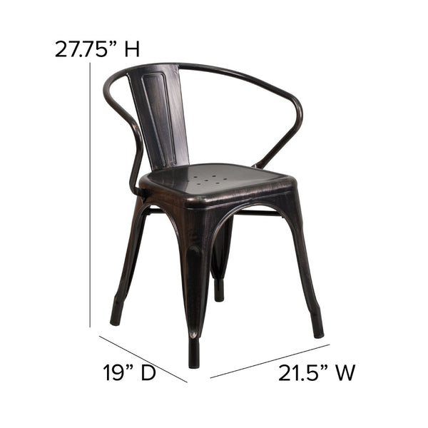 English Elm Commercial Grade Commercial Grade Metal Indoor-Outdoor Chair with Arms