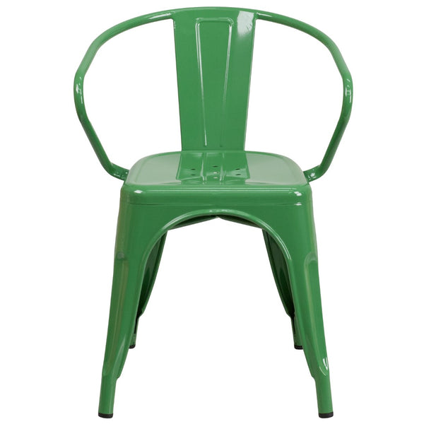 English Elm Commercial Grade Commercial Grade Metal Indoor-Outdoor Chair with Arms