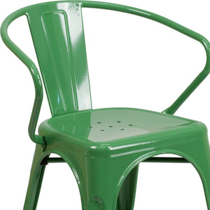 English Elm Commercial Grade Commercial Grade Metal Indoor-Outdoor Chair with Arms