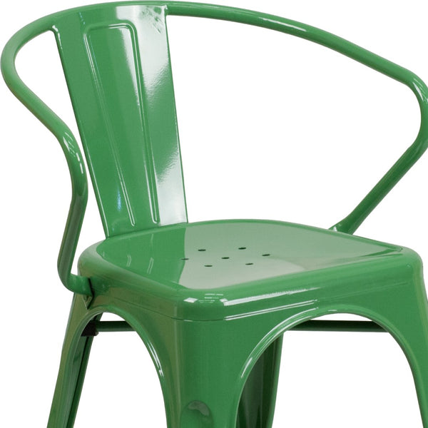 English Elm Commercial Grade Commercial Grade Metal Indoor-Outdoor Chair with Arms