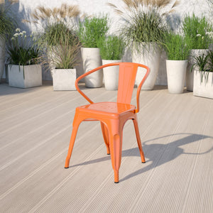 English Elm Commercial Grade Commercial Grade Metal Indoor-Outdoor Chair with Arms