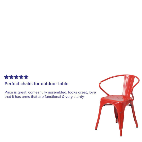 English Elm Commercial Grade Commercial Grade Metal Indoor-Outdoor Chair with Arms