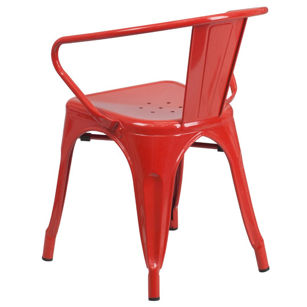 English Elm Commercial Grade Commercial Grade Metal Indoor-Outdoor Chair with Arms