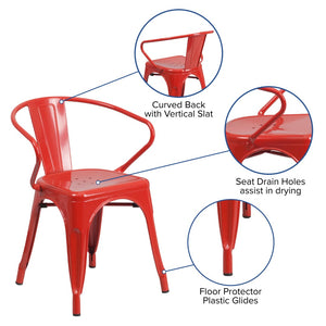 English Elm Commercial Grade Commercial Grade Metal Indoor-Outdoor Chair with Arms