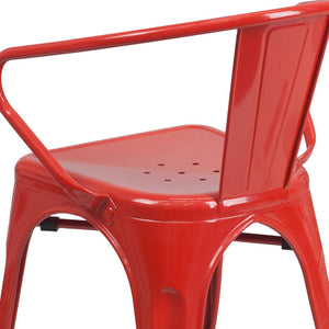 English Elm Commercial Grade Commercial Grade Metal Indoor-Outdoor Chair with Arms