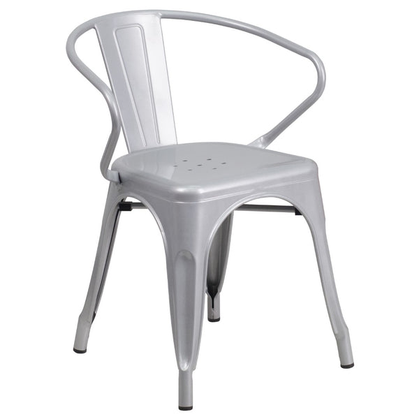 English Elm Commercial Grade Commercial Grade Metal Indoor-Outdoor Chair with Arms