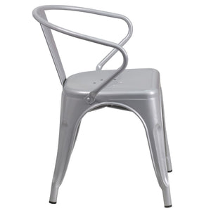 English Elm Commercial Grade Commercial Grade Metal Indoor-Outdoor Chair with Arms