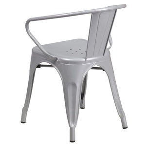 English Elm Commercial Grade Commercial Grade Metal Indoor-Outdoor Chair with Arms