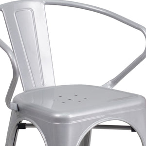 English Elm Commercial Grade Commercial Grade Metal Indoor-Outdoor Chair with Arms