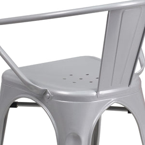 English Elm Commercial Grade Commercial Grade Metal Indoor-Outdoor Chair with Arms