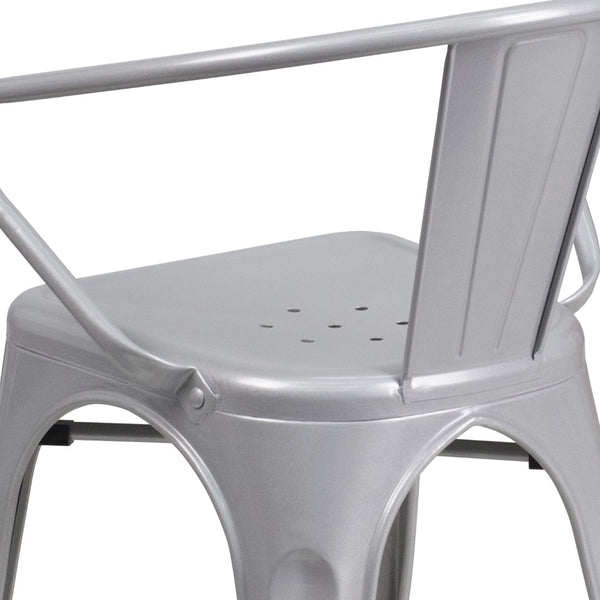 English Elm Commercial Grade Commercial Grade Metal Indoor-Outdoor Chair with Arms