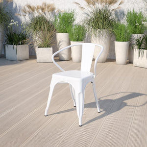 English Elm Commercial Grade Commercial Grade Metal Indoor-Outdoor Chair with Arms