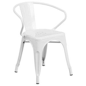 English Elm Commercial Grade Commercial Grade Metal Indoor-Outdoor Chair with Arms