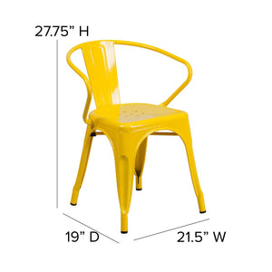 English Elm Commercial Grade Commercial Grade Metal Indoor-Outdoor Chair with Arms