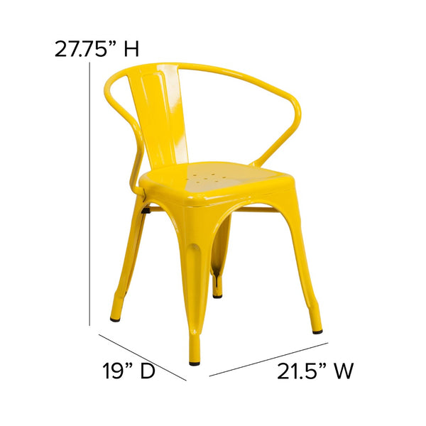 English Elm Commercial Grade Commercial Grade Metal Indoor-Outdoor Chair with Arms