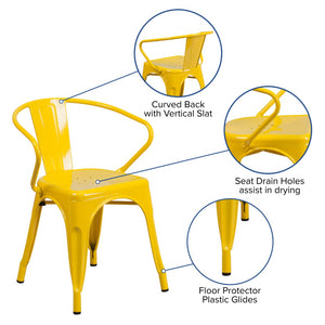 English Elm Commercial Grade Commercial Grade Metal Indoor-Outdoor Chair with Arms