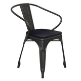 English Elm Commercial Grade Commercial Grade Metal Indoor-Outdoor Chair with Arms with Poly Resin Wood Seat