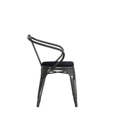 English Elm Commercial Grade Commercial Grade Metal Indoor-Outdoor Chair with Arms with Poly Resin Wood Seat