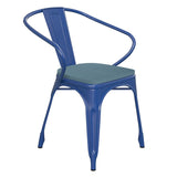 English Elm Commercial Grade Commercial Grade Metal Indoor-Outdoor Chair with Arms with Teal- Poly Resin Wood Seat