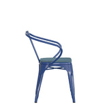 English Elm Commercial Grade Commercial Grade Metal Indoor-Outdoor Chair with Arms with Teal- Poly Resin Wood Seat