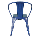 English Elm Commercial Grade Commercial Grade Metal Indoor-Outdoor Chair with Arms with Teal- Poly Resin Wood Seat