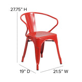 English Elm Commercial Grade Commercial Grade Metal Indoor-Outdoor Chair with Arms with Poly Resin Wood Seat