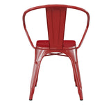 English Elm Commercial Grade Commercial Grade Metal Indoor-Outdoor Chair with Arms with Poly Resin Wood Seat