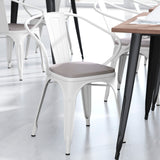 English Elm Commercial Grade Commercial Grade Metal Indoor-Outdoor Chair with Arms with Gray Poly Resin Wood Seat