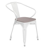 English Elm Commercial Grade Commercial Grade Metal Indoor-Outdoor Chair with Arms with Gray Poly Resin Wood Seat