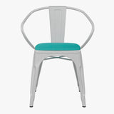 English Elm Commercial Grade Commercial Grade Metal Indoor-Outdoor Chair with Arms with Mint Green Poly Resin Wood Seat