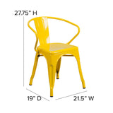 English Elm Commercial Grade Commercial Grade Metal Indoor-Outdoor Chair with Arms with Teak Poly Resin Wood Seat