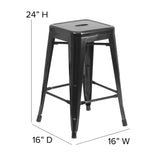 English Elm Commercial Grade Kai Commercial Grade 24" High Backless Metal Indoor-Outdoor Counter Height Stool with Square Seat