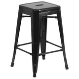 English Elm Commercial Grade Kai Commercial Grade 24" High Backless Metal Indoor-Outdoor Counter Height Stool with Square Seat