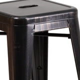 English Elm Commercial Grade Kai Commercial Grade 24" High Backless Metal Indoor-Outdoor Counter Height Stool with Square Seat