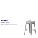 English Elm Commercial Grade Kai Commercial Grade 24" High Backless Metal Indoor-Outdoor Counter Height Stool with Square Seat