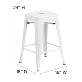 English Elm Commercial Grade Kai Commercial Grade 24" High Backless Metal Indoor-Outdoor Counter Height Stool with Square Seat