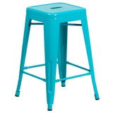 English Elm Commercial Grade Commercial Grade 24" High Backless Indoor-Outdoor Counter Height Stool