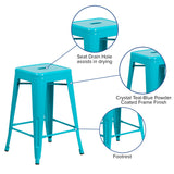 English Elm Commercial Grade Commercial Grade 24" High Backless Indoor-Outdoor Counter Height Stool