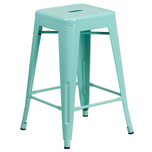 English Elm Commercial Grade Commercial Grade 24" High Backless Indoor-Outdoor Counter Height Stool
