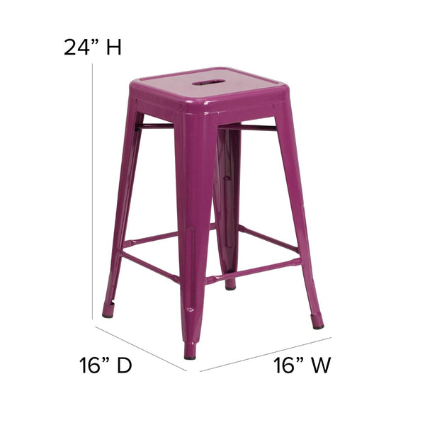 English Elm Commercial Grade Commercial Grade 24" High Backless Indoor-Outdoor Counter Height Stool