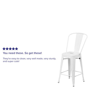 English Elm Commercial Grade Kai Commercial Grade 24" High Metal Indoor-Outdoor Counter Height Stool with Removable Back