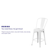 English Elm Commercial Grade Kai Commercial Grade 24" High Metal Indoor-Outdoor Counter Height Stool with Removable Back