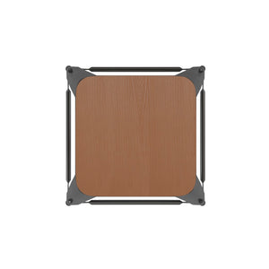 English Elm Commercial Grade Commercial Grade 24" High Backless Metal Indoor-Outdoor Counter Height Stool with Teak Poly Resin Wood Seat