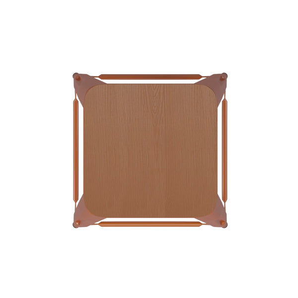 English Elm Commercial Grade Commercial Grade 24" High Backless Metal Indoor-Outdoor Counter Height Stool with Teak Poly Resin Wood Seat