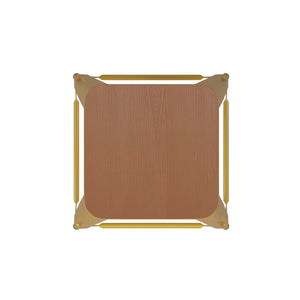 English Elm Commercial Grade Commercial Grade 24" High Backless Metal Indoor-Outdoor Counter Height Stool with Teak Poly Resin Wood Seat