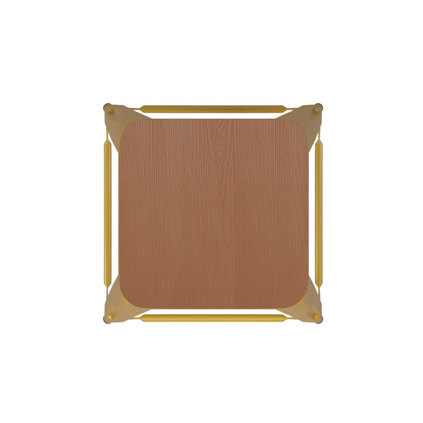 English Elm Commercial Grade Commercial Grade 24" High Backless Metal Indoor-Outdoor Counter Height Stool with Teak Poly Resin Wood Seat