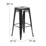 English Elm Commercial Grade Kai Commercial Grade 30" High Backless Metal Indoor-Outdoor Barstool with Square Seat