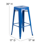 English Elm Commercial Grade Kai Commercial Grade 30" High Backless Metal Indoor-Outdoor Barstool with Square Seat